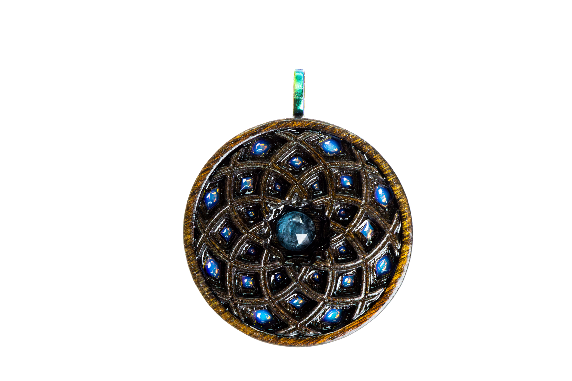 Dark Stain Mandala 12 - Teal Moss Kyanite