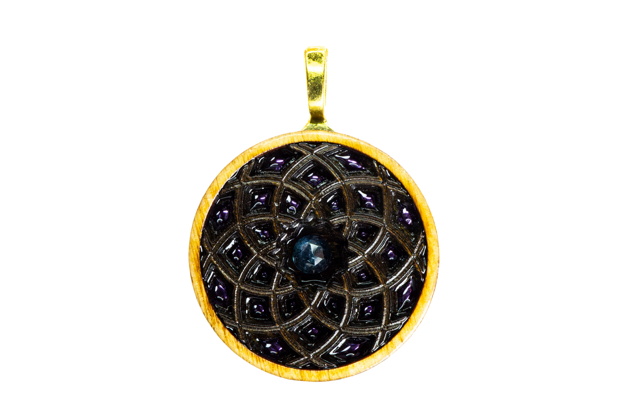 Mixed Stain Mandala 12 - Teal Moss Kyanite