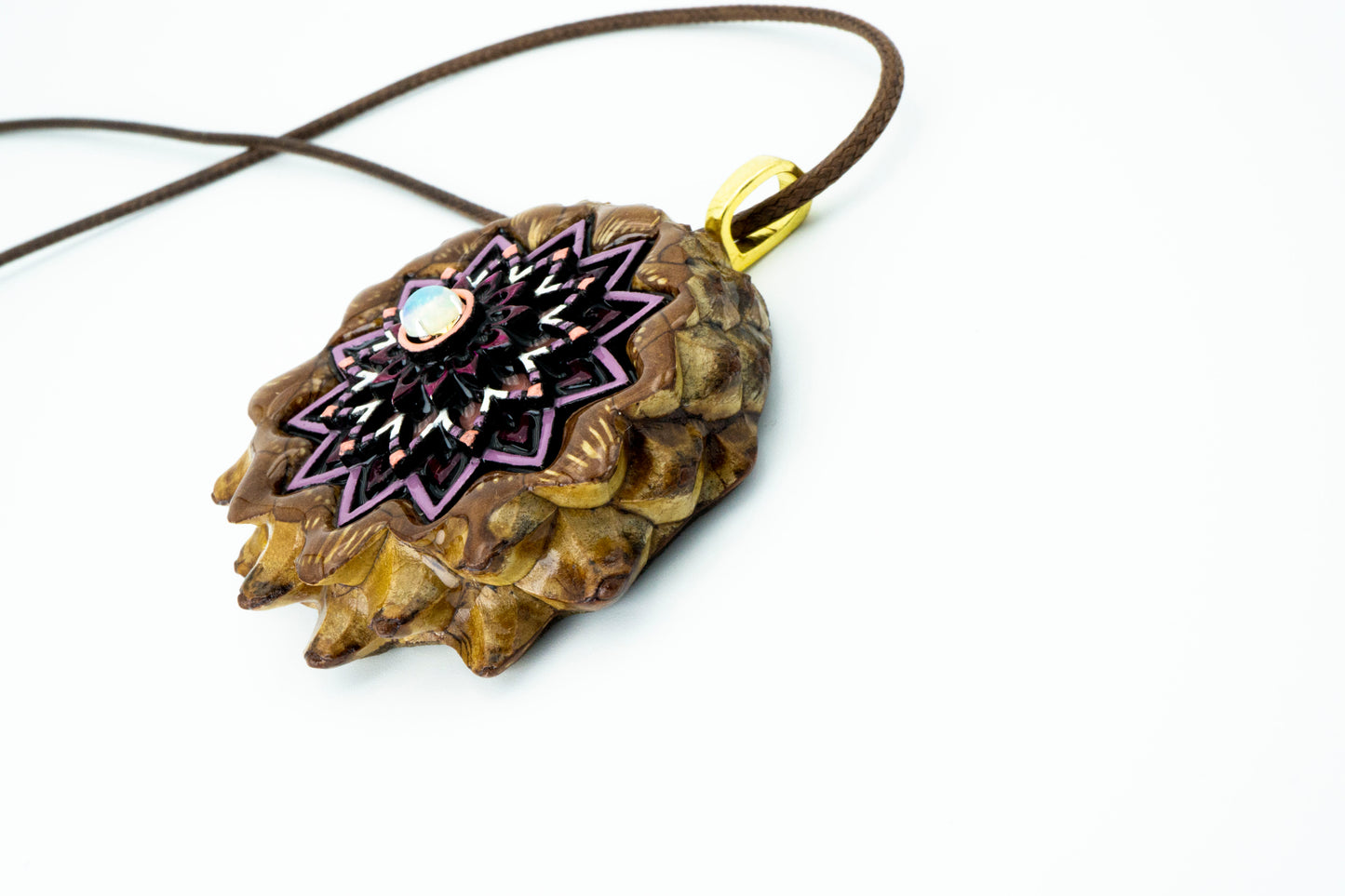 Elevated Pinecone Pendant - Froot Loops - 00064