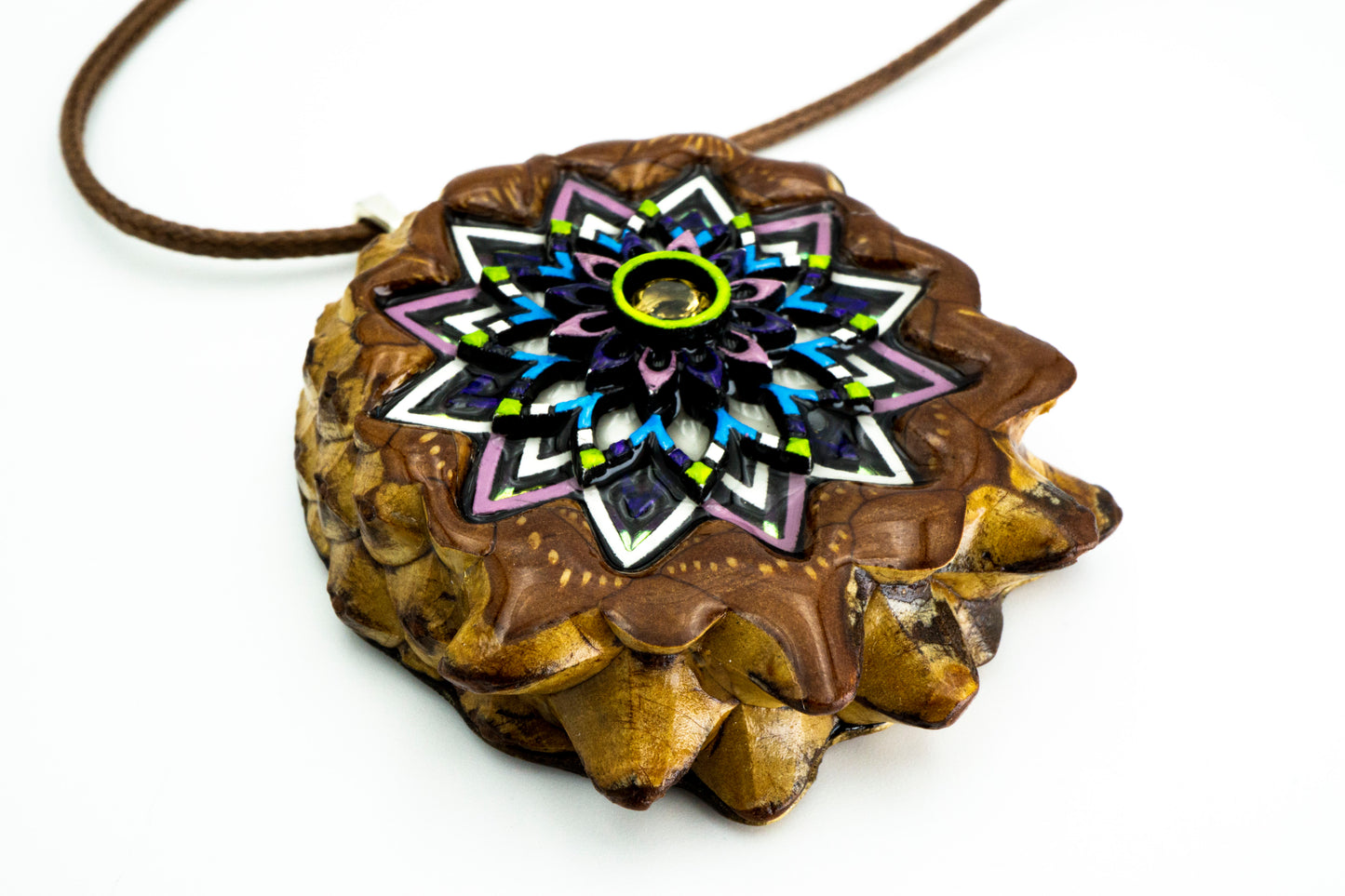 Elevated Pinecone Pendant - Froot Loops - 00033